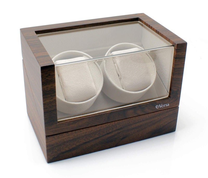 Versa Double Watch Winder Elite Automatic Watch Winder - Ultra Quiet Japanese Motor - 12 Settings - Compatible with Rolex's, Omega, Breitling, Cartier, and More (Walnut) - Image 1